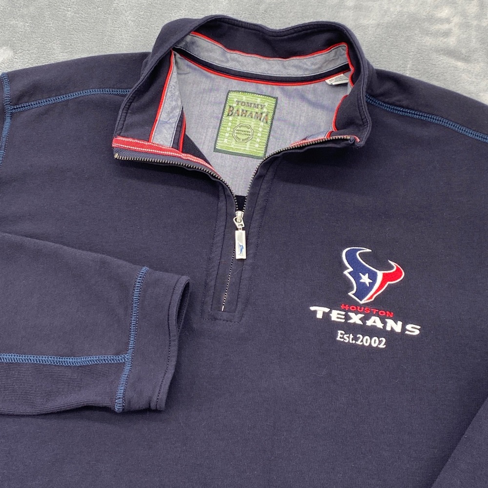 Tommy Bahama Houston Texans NFL Quarter Zip Pullover Navy Blue Mens XXL